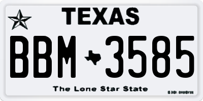 TX license plate BBM3585