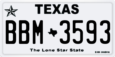 TX license plate BBM3593