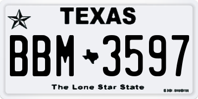 TX license plate BBM3597
