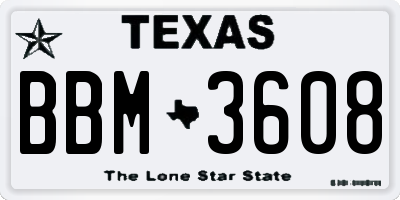 TX license plate BBM3608