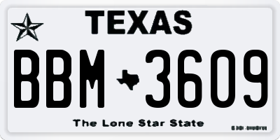 TX license plate BBM3609