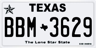 TX license plate BBM3629