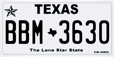 TX license plate BBM3630