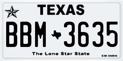 TX license plate BBM3635