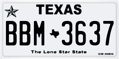 TX license plate BBM3637