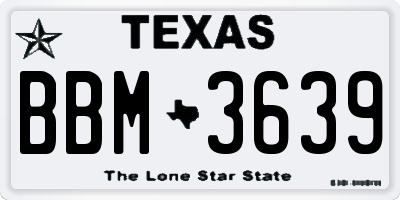 TX license plate BBM3639