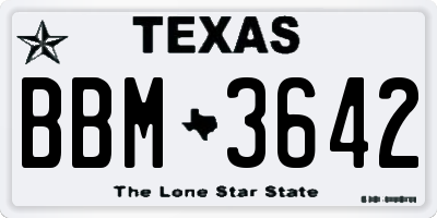 TX license plate BBM3642