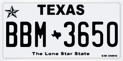 TX license plate BBM3650