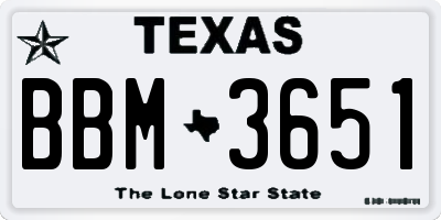 TX license plate BBM3651