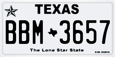 TX license plate BBM3657