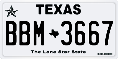 TX license plate BBM3667