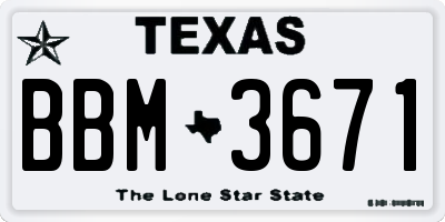 TX license plate BBM3671