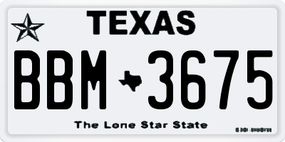 TX license plate BBM3675