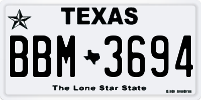 TX license plate BBM3694