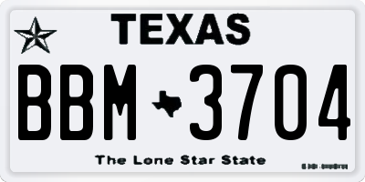 TX license plate BBM3704