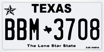 TX license plate BBM3708