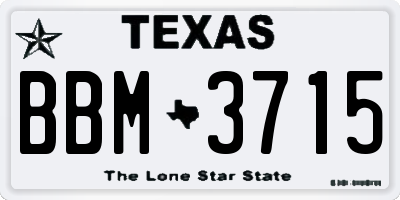 TX license plate BBM3715