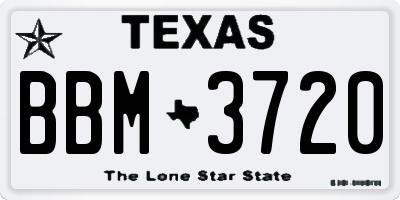 TX license plate BBM3720