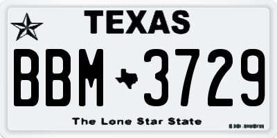 TX license plate BBM3729