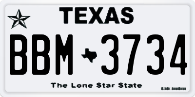 TX license plate BBM3734