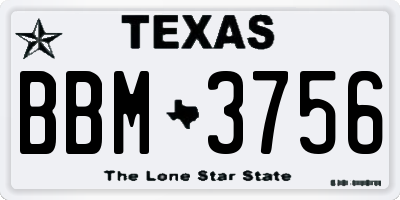 TX license plate BBM3756