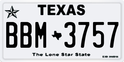 TX license plate BBM3757