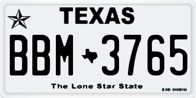 TX license plate BBM3765