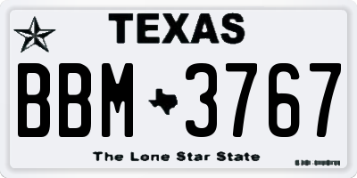 TX license plate BBM3767