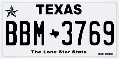 TX license plate BBM3769