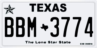 TX license plate BBM3774