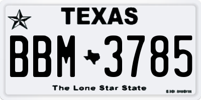 TX license plate BBM3785
