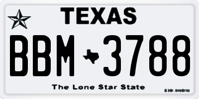 TX license plate BBM3788