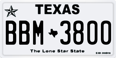 TX license plate BBM3800