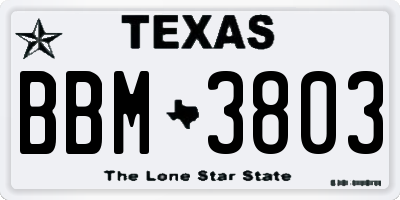 TX license plate BBM3803