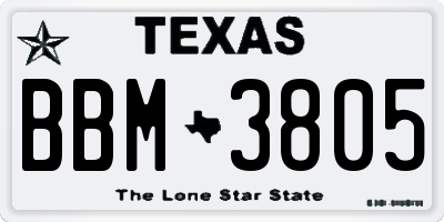 TX license plate BBM3805