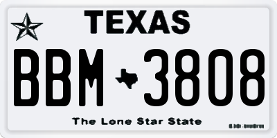 TX license plate BBM3808