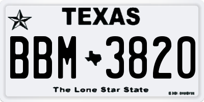 TX license plate BBM3820