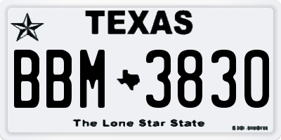 TX license plate BBM3830