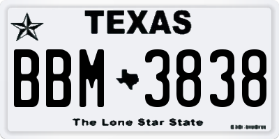 TX license plate BBM3838
