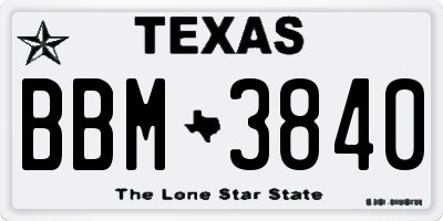 TX license plate BBM3840