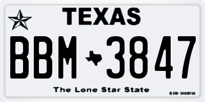 TX license plate BBM3847