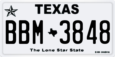 TX license plate BBM3848