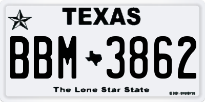 TX license plate BBM3862