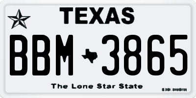 TX license plate BBM3865