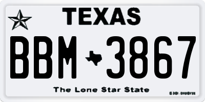 TX license plate BBM3867