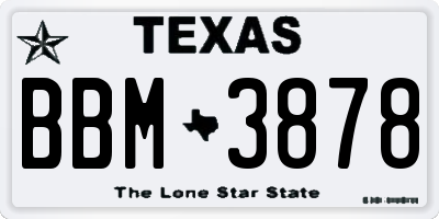 TX license plate BBM3878