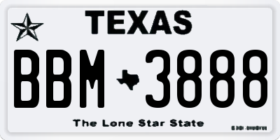 TX license plate BBM3888