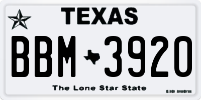 TX license plate BBM3920