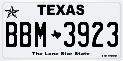 TX license plate BBM3923
