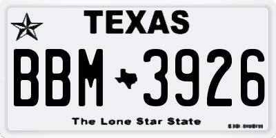 TX license plate BBM3926